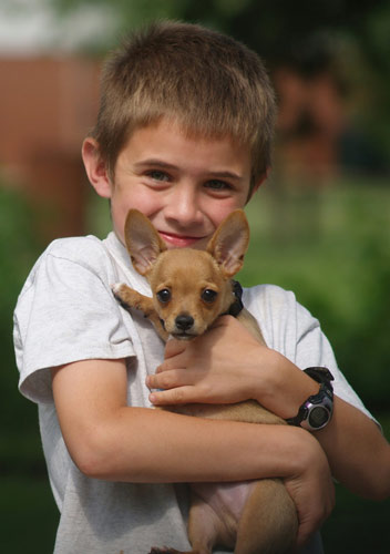 Boy Holding Puppy